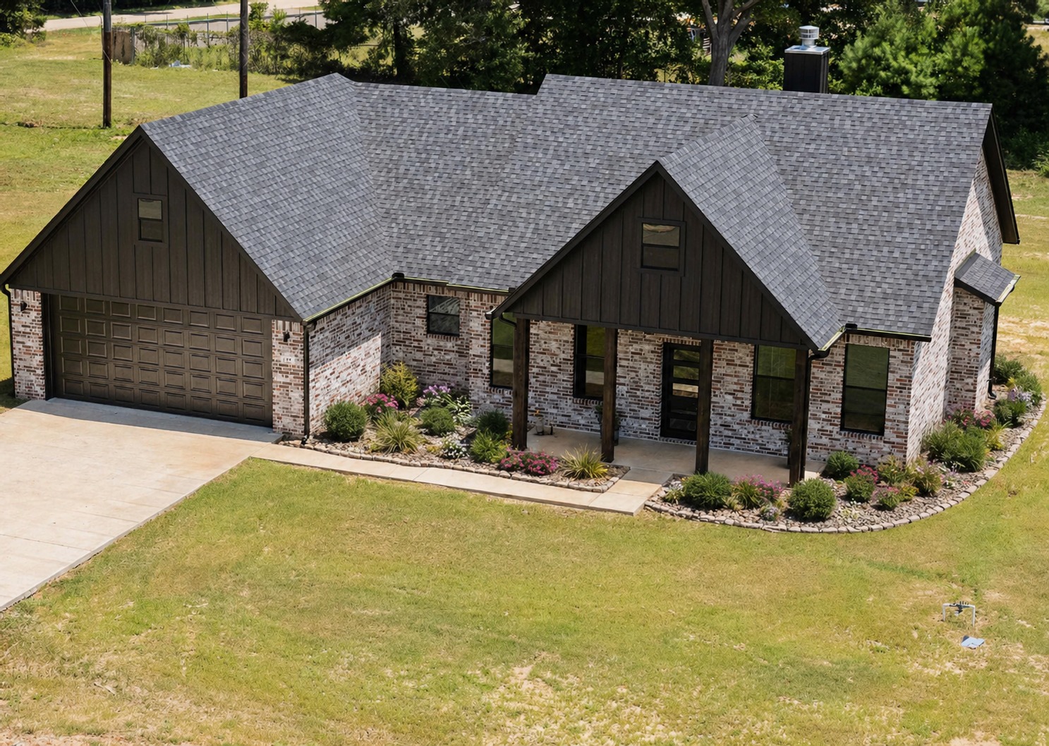 Yard Dog Landscapes design rendering for a front yard in Longview TX showing proposed landscaping