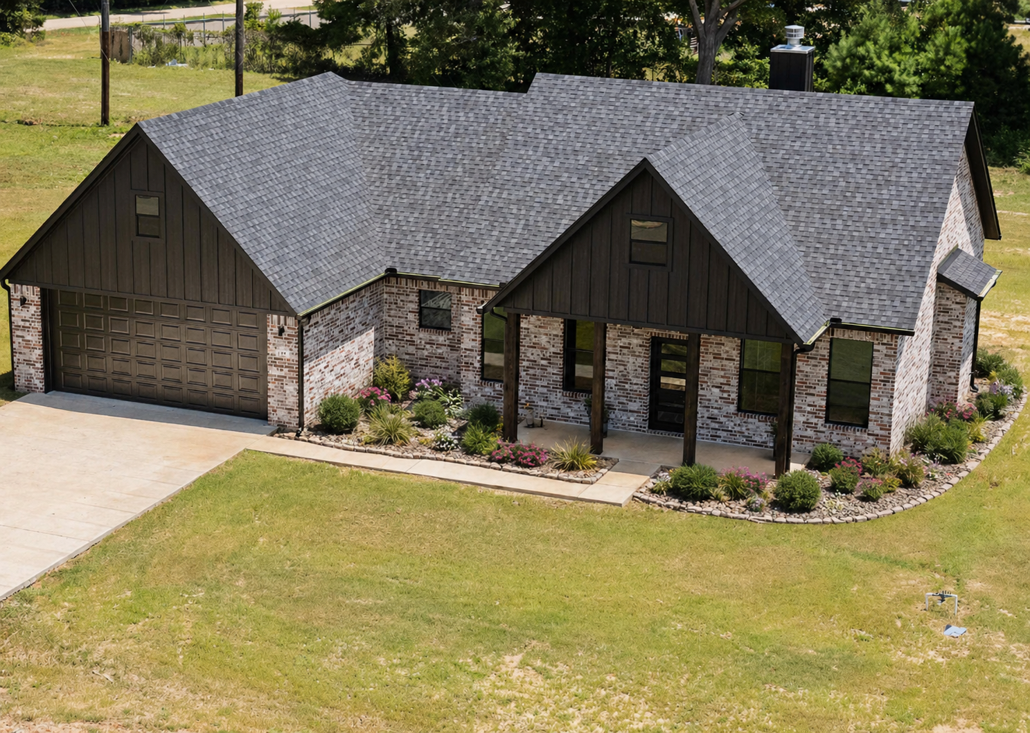 Yard Dog Landscapes design rendering for a front yard in Longview TX showing proposed landscaping