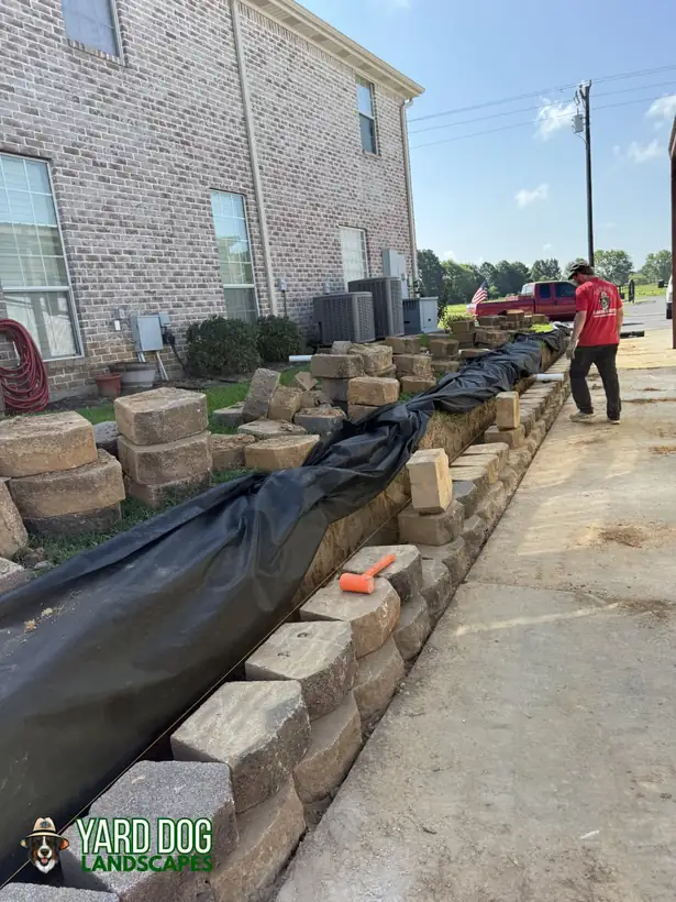 Setting block course by course, Lake Cherokee, Longview, TX