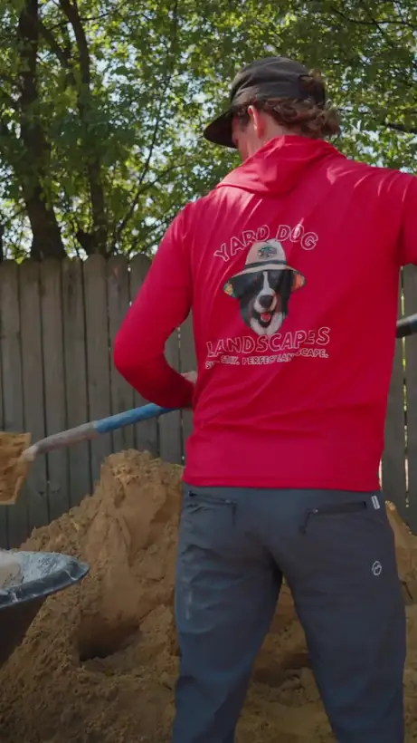 Shoveling sand for the setting bed, White Oak, TX