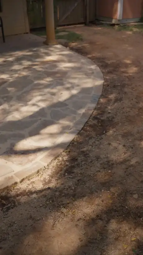 Chopped stone wall under the patio, White Oak, TX