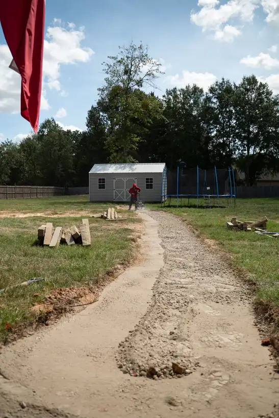 Walkway laid out and excavated, Kilgore, TX