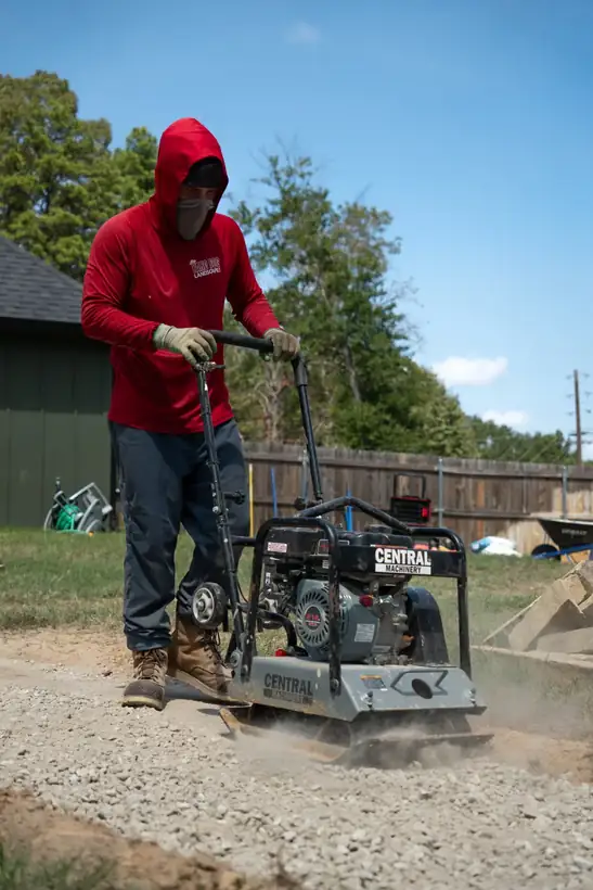 Compacting the walkway base, Kilgore, TX