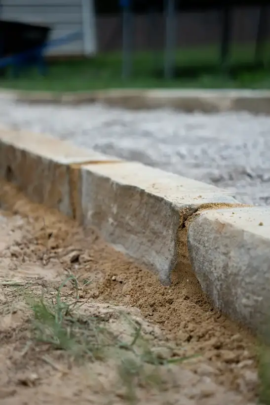 Chopped stone border, close up, Kilgore, TX