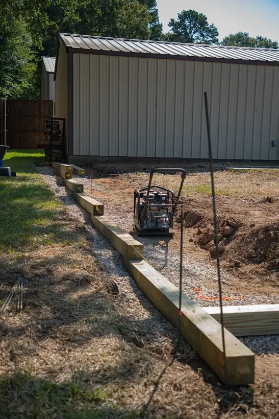 First timber set along the pad edge, White Oak, TX