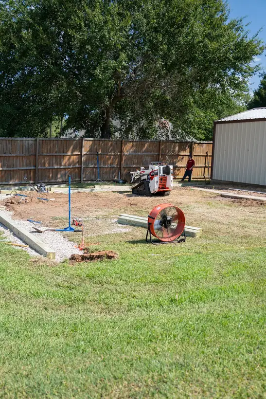 Pad laid out in the backyard, White Oak, TX