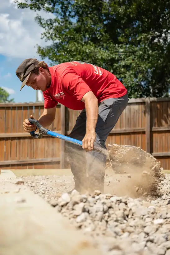 Final rake along the timber wall, White Oak, TX