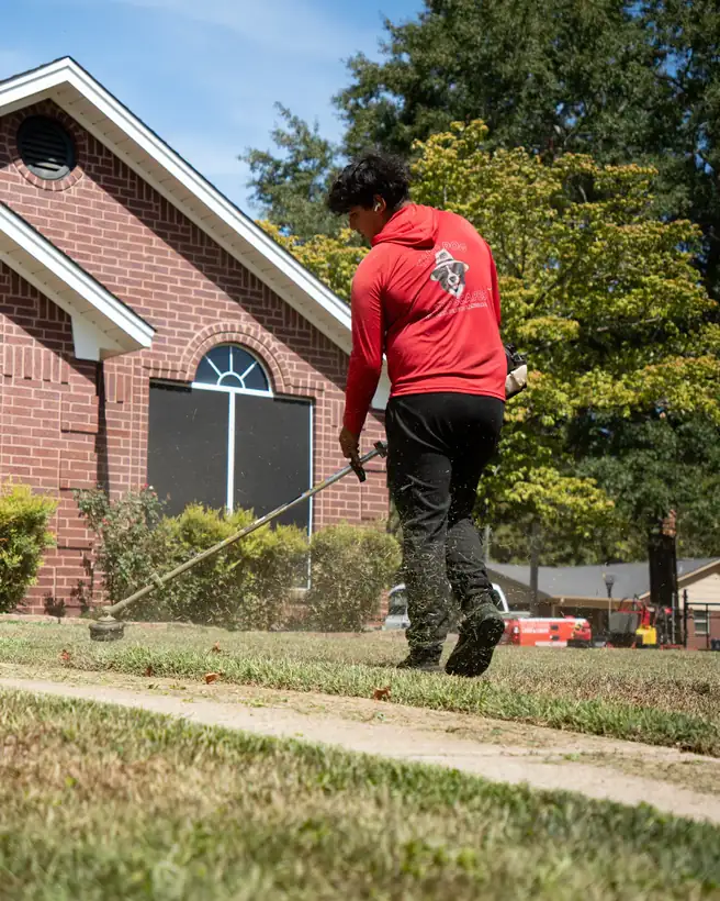 Trimming along the house, East Texas